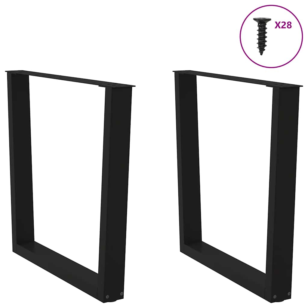 spisebordsben V-formet 2 stk. sort 80 x (72-73,3) cm stål