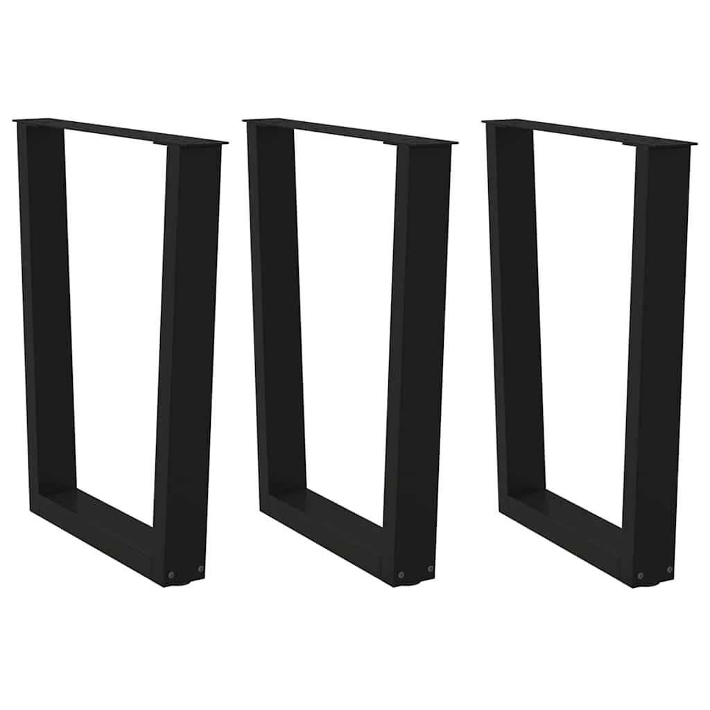 spisebordsben V-formet 3 stk. sort 70 x (72-73,3) cm stål