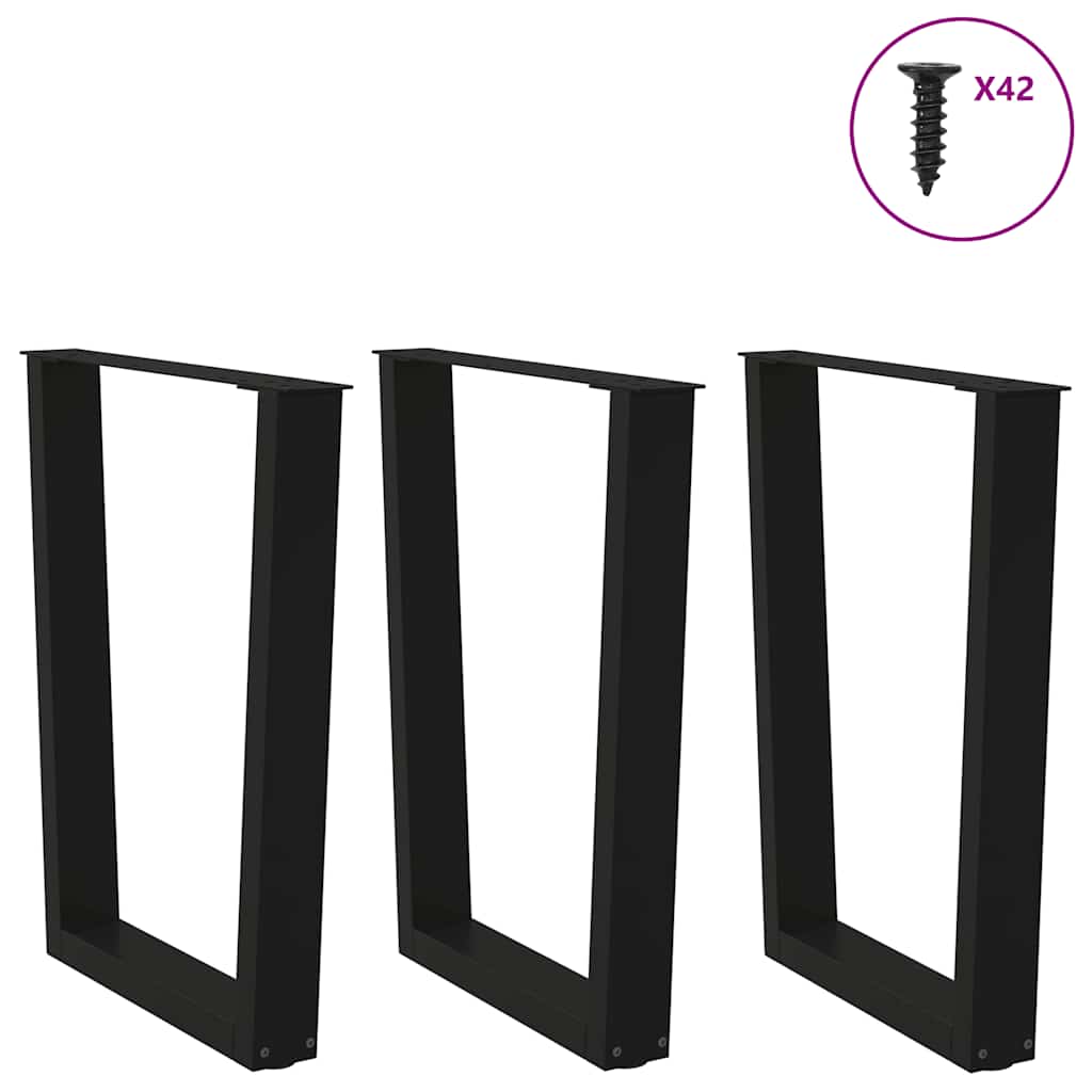spisebordsben V-formet 3 stk. sort 70 x (72-73,3) cm stål