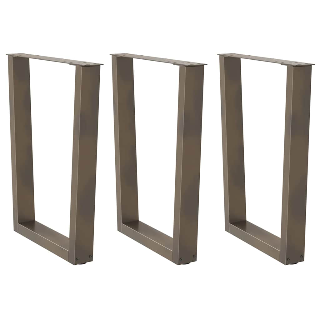 spisebordsben V-formet 3 stk. naturstål 70 x (72-73,3) cm stål