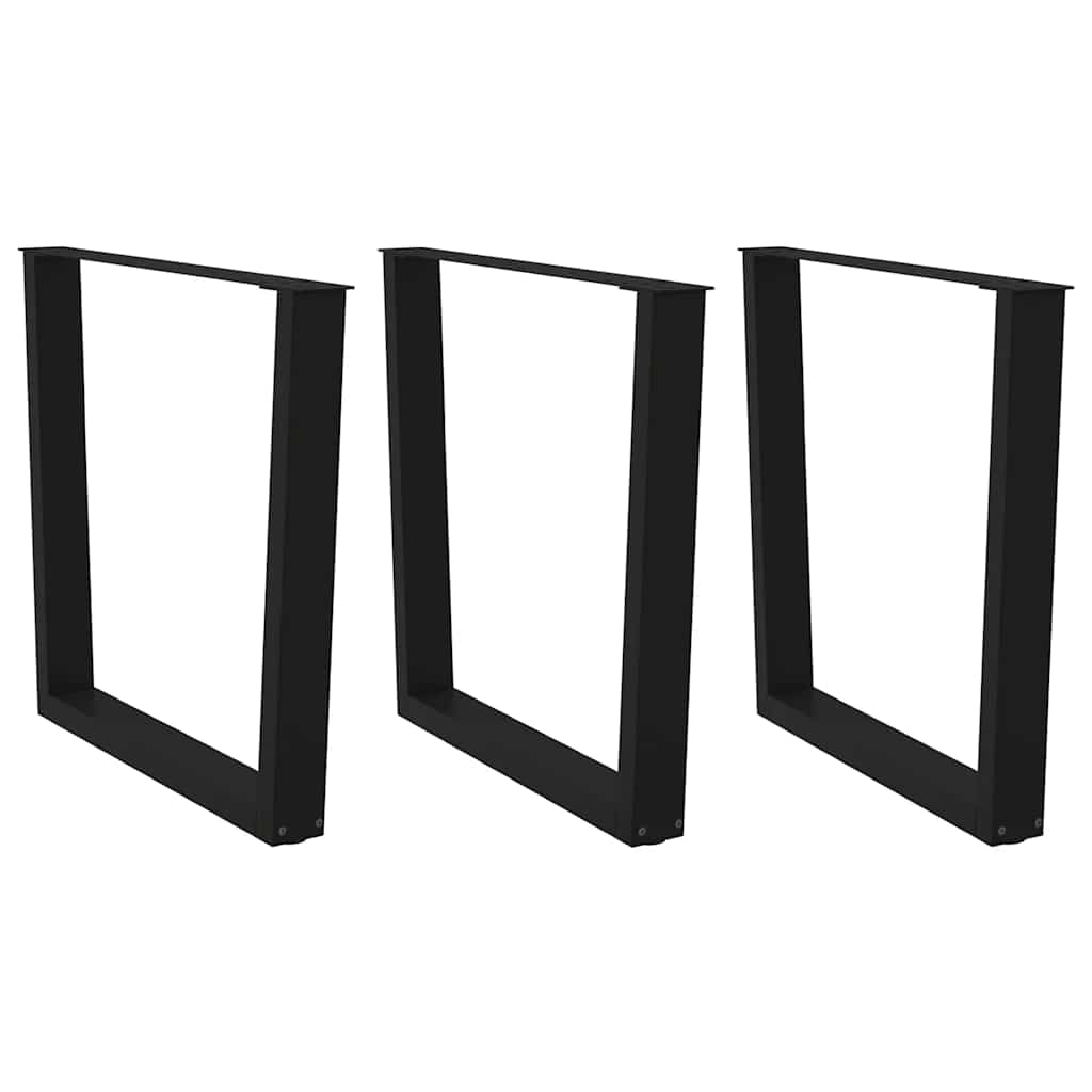 spisebordben V-formet 3 stk. sort 80 x (72-73,3) cm stål