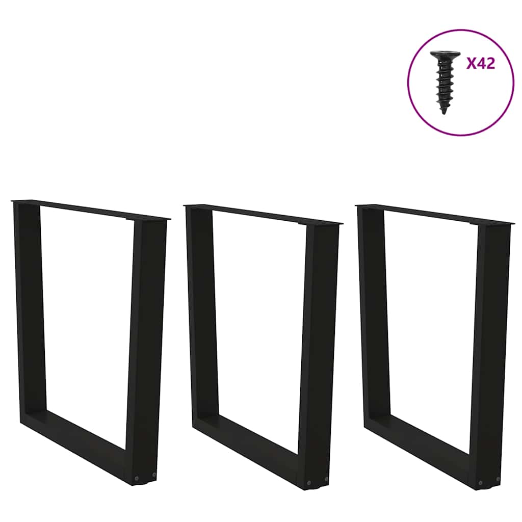 spisebordben V-formet 3 stk. sort 80 x (72-73,3) cm stål