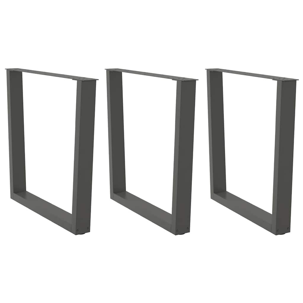 spisebordsben V-formet 3 stk. antracit 80x(72-73,3) cm stål