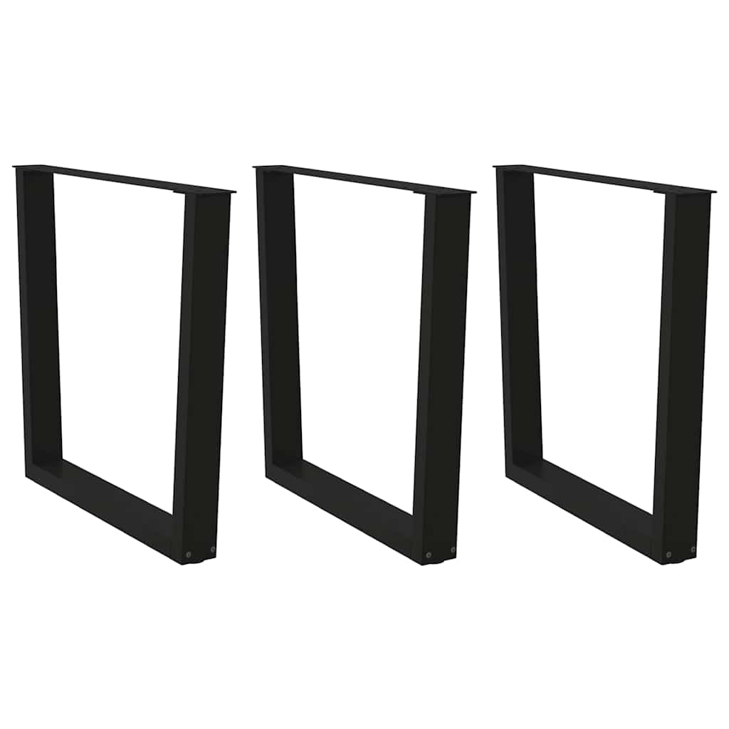 spisebordben V-formet 3 stk. sort 90 x (72-73,3) cm stål