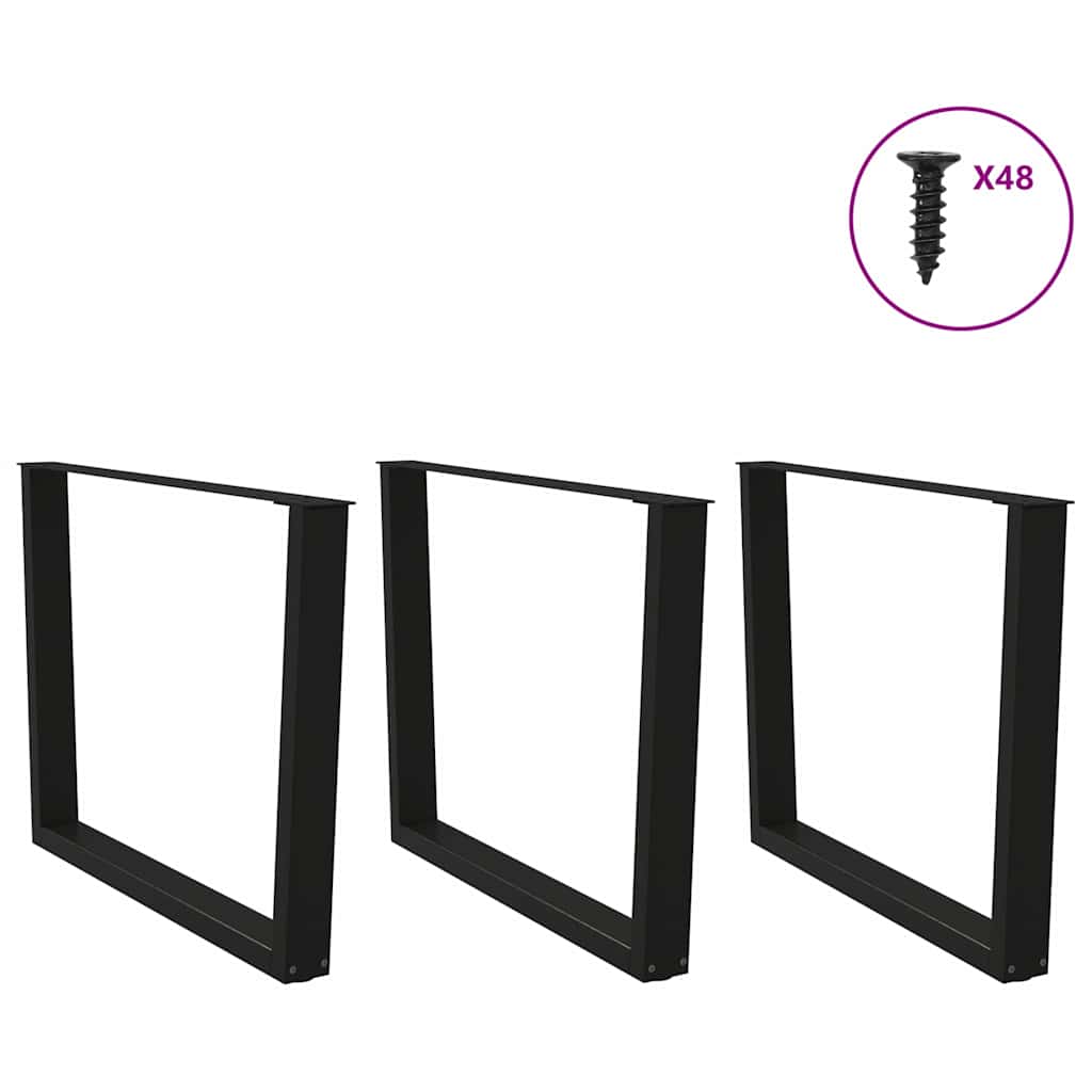 spisebordsben V-formet 3 stk. sort 100x(72-73,3) cm stål