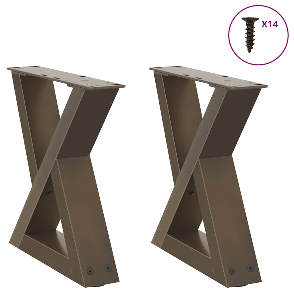 sofabordsben 2 stk. naturstål 40x(30-31,3) cm stål