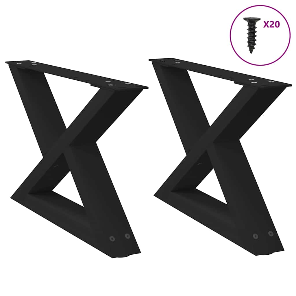 sofabordsben 2 stk. sort 50x(30-31,3) cm stål