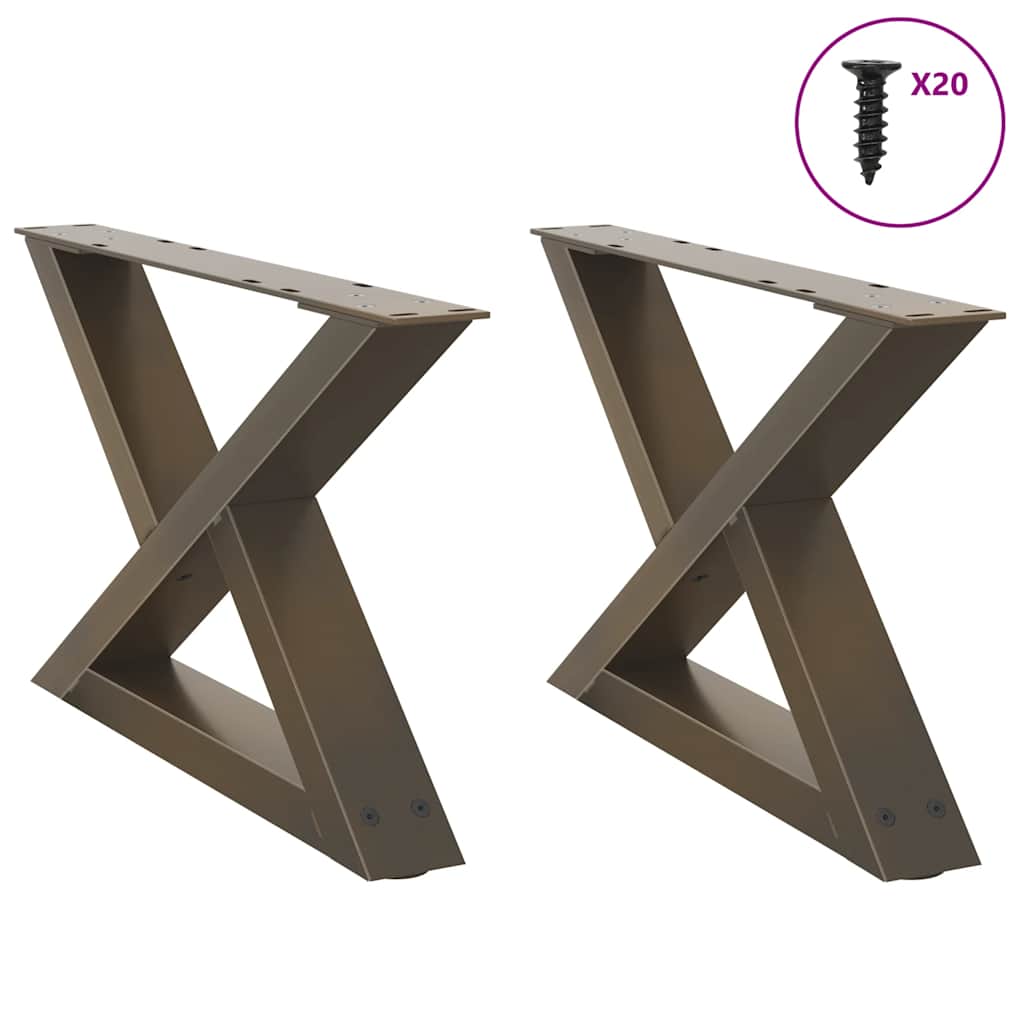 sofabordsben 2 stk. naturstål 60 x (30-31,3) cm stål