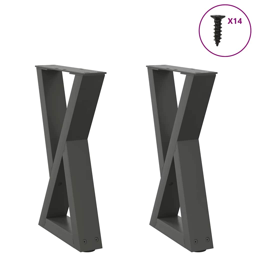 sofabordsben 2 stk. antracit 38 x (42-43,3) cm stål