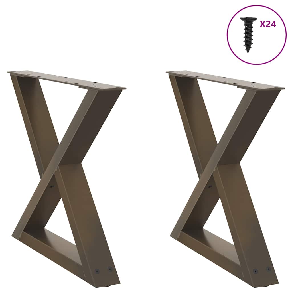 sofabordsben 2 stk. naturstål 60 x (42-43,3) cm stål