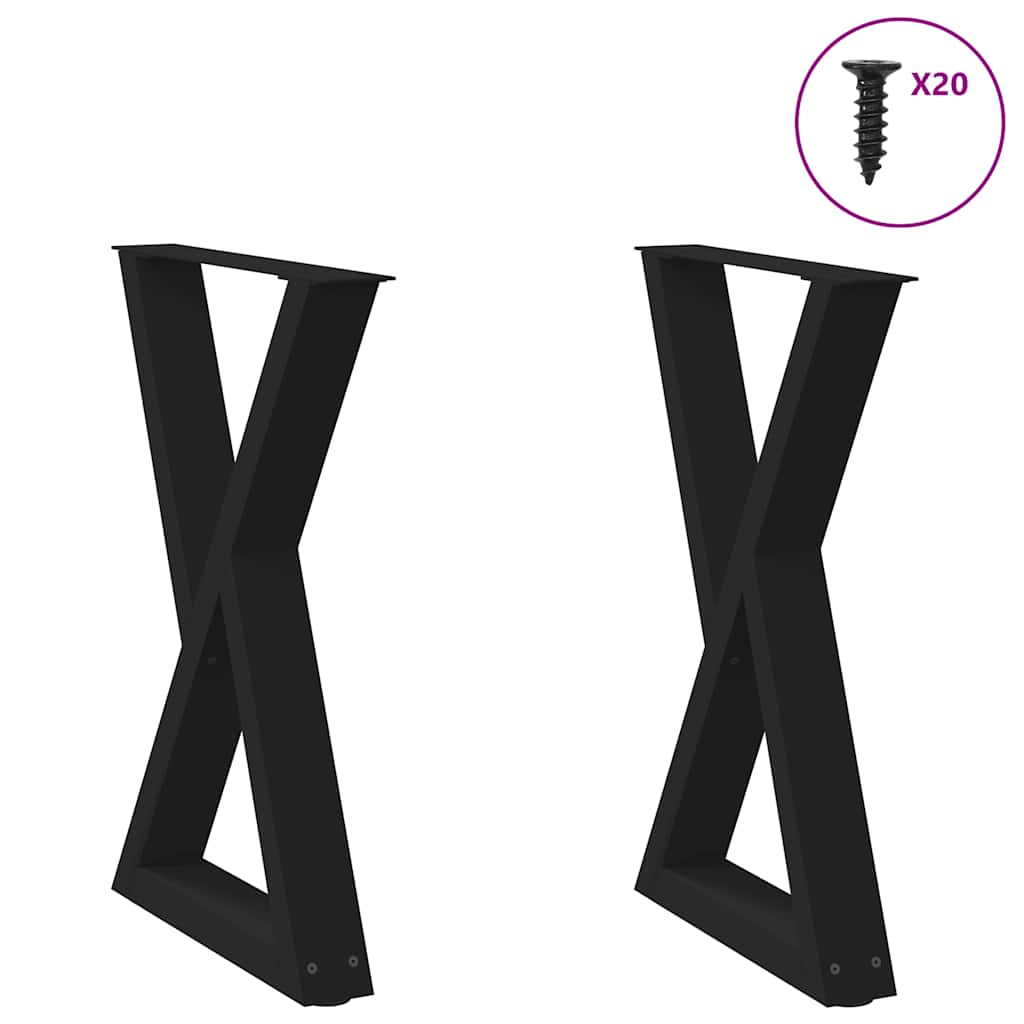 spisebordsben 2 stk. sort 60 x (72-73,3) cm stål