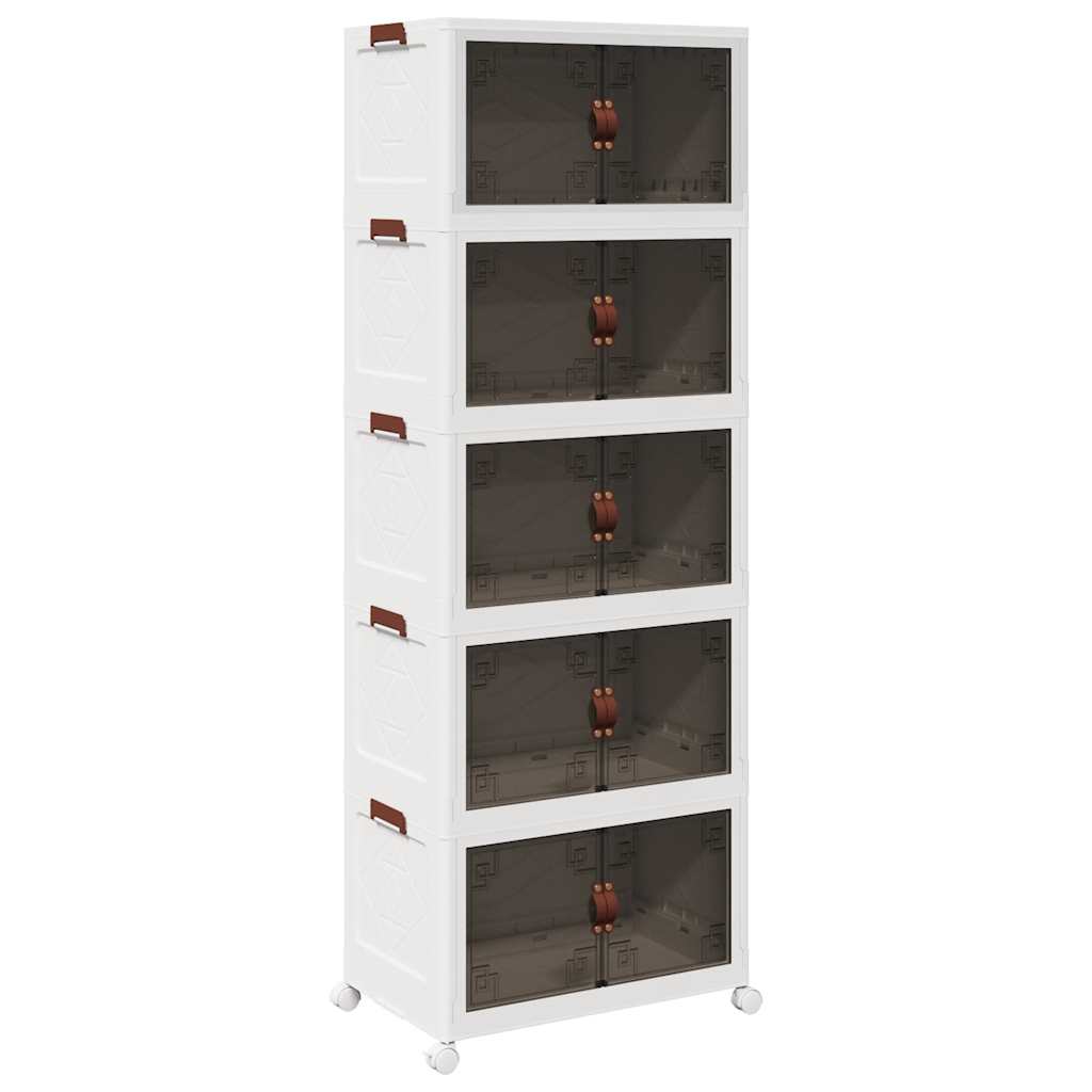 Stabelbar opbevaringskasse med hjul 5-etagers 75 L 64x40x179 cm