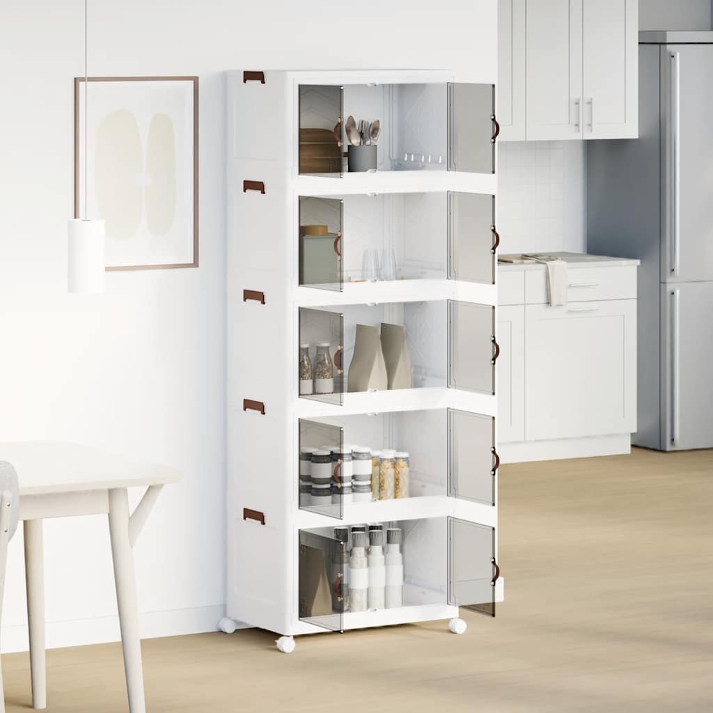 Stabelbar opbevaringskasse med hjul 5-etagers 75 L 64x40x179 cm