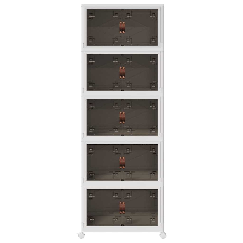 Stabelbar opbevaringskasse med hjul 5-etagers 75 L 64x40x179 cm