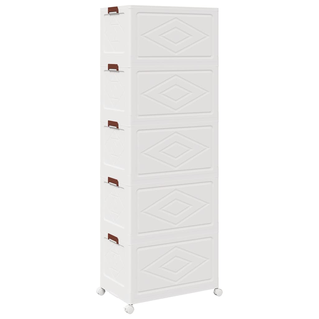Stabelbar opbevaringskasse med hjul 5-etagers 75 L 64x40x179 cm