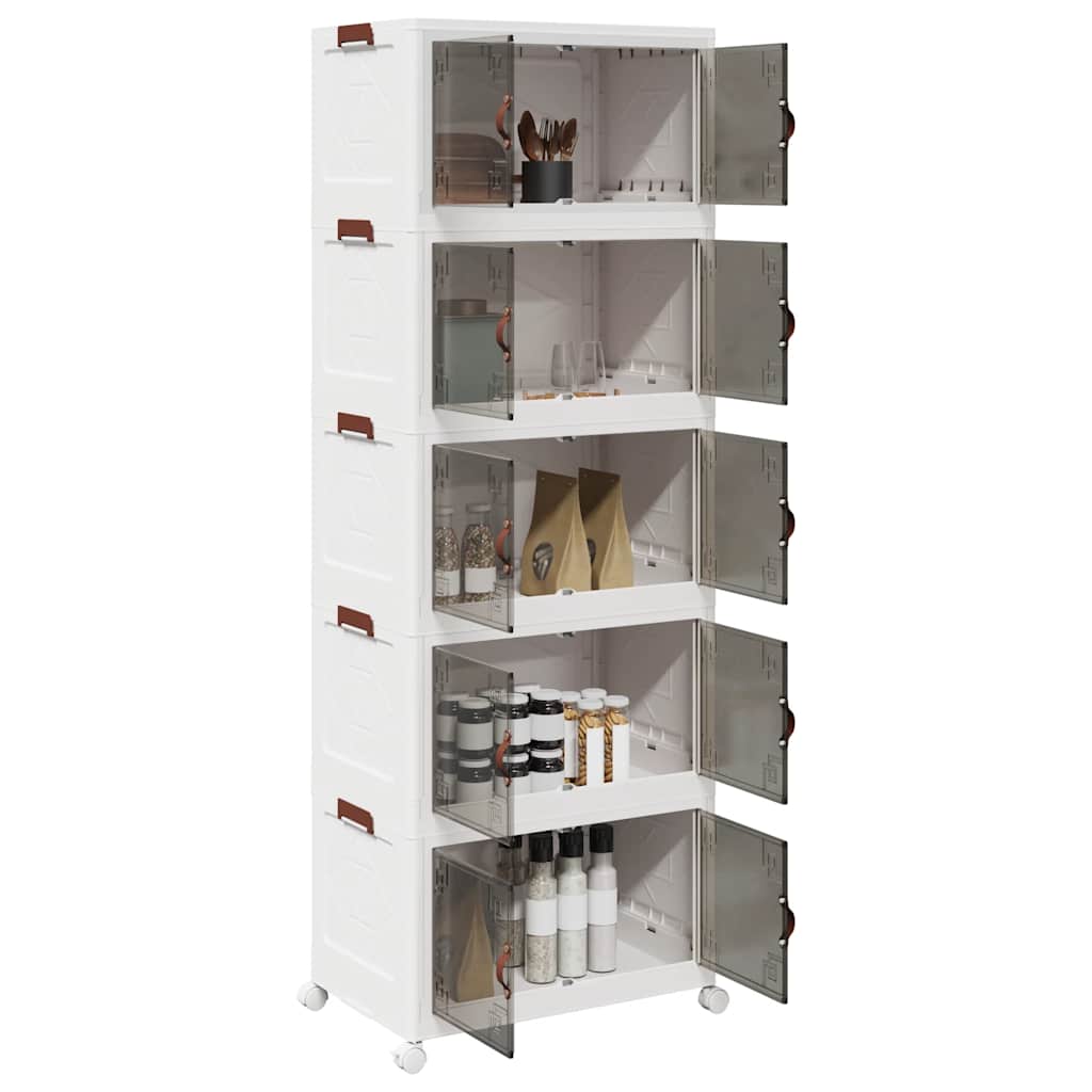 Stabelbar opbevaringskasse med hjul 5-etagers 75 L 64x40x179 cm