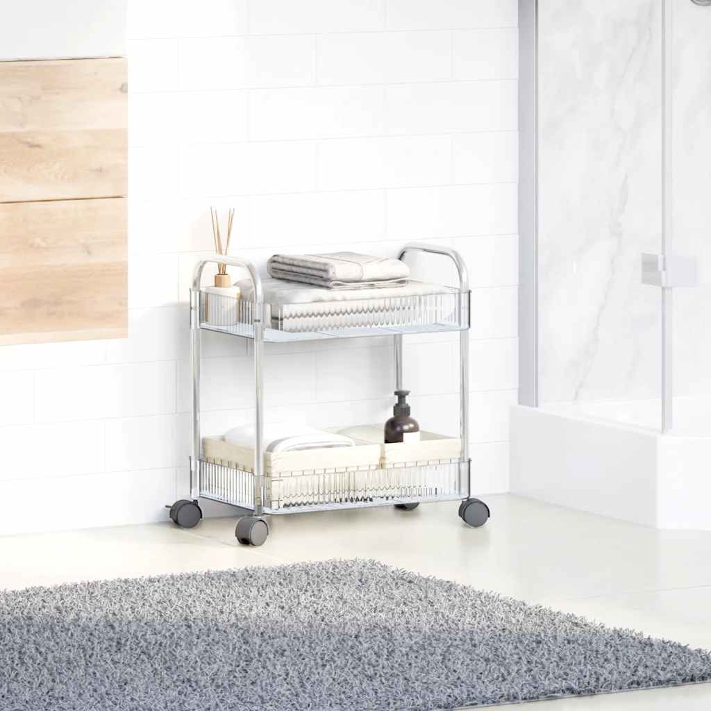 opbevaringsvogn i 2 niveauer transparent 37x28x43,5 cm akryl