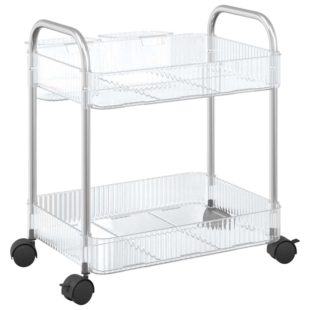 opbevaringsvogn i 2 niveauer transparent 37x28x43,5 cm akryl