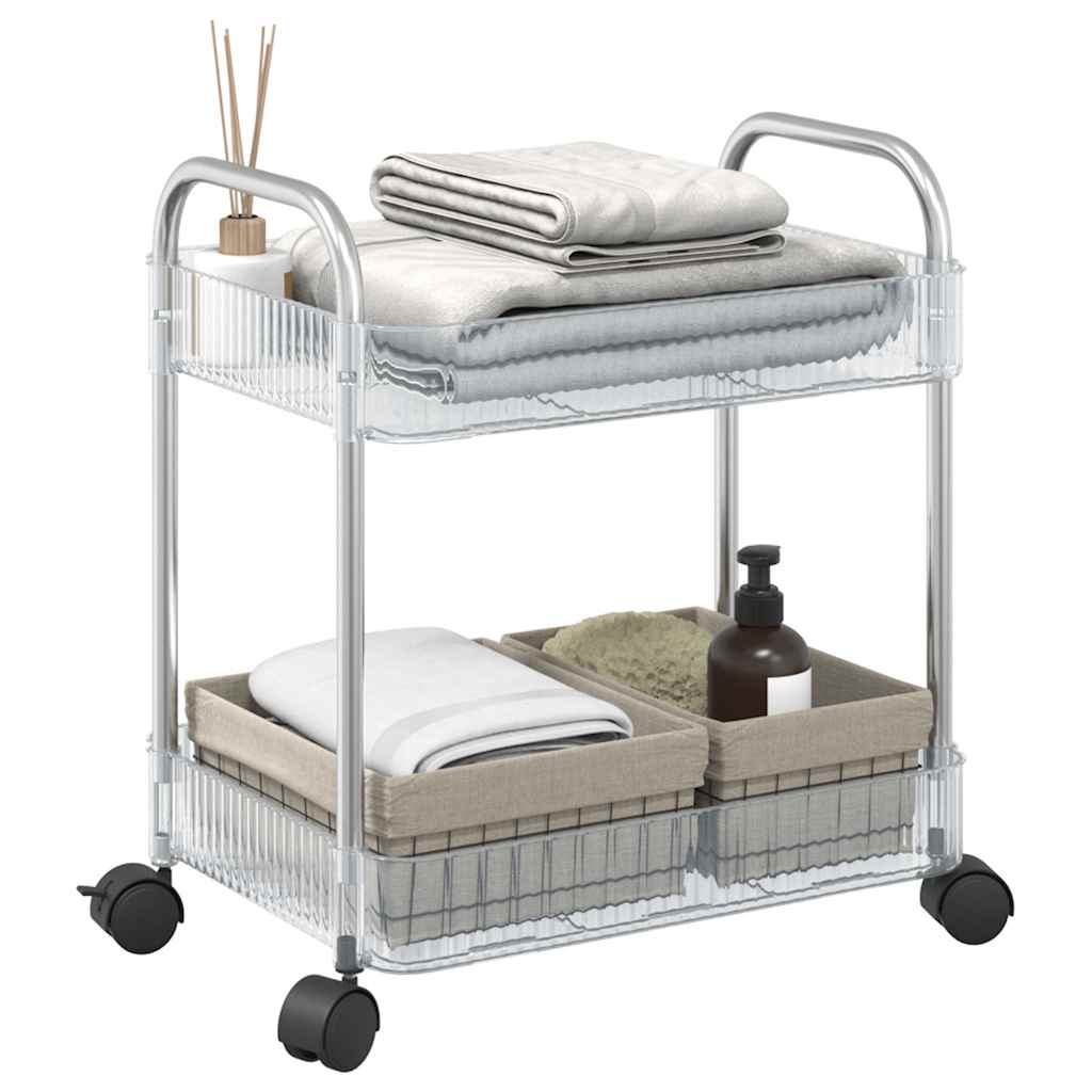 opbevaringsvogn i 2 niveauer transparent 37x28x43,5 cm akryl