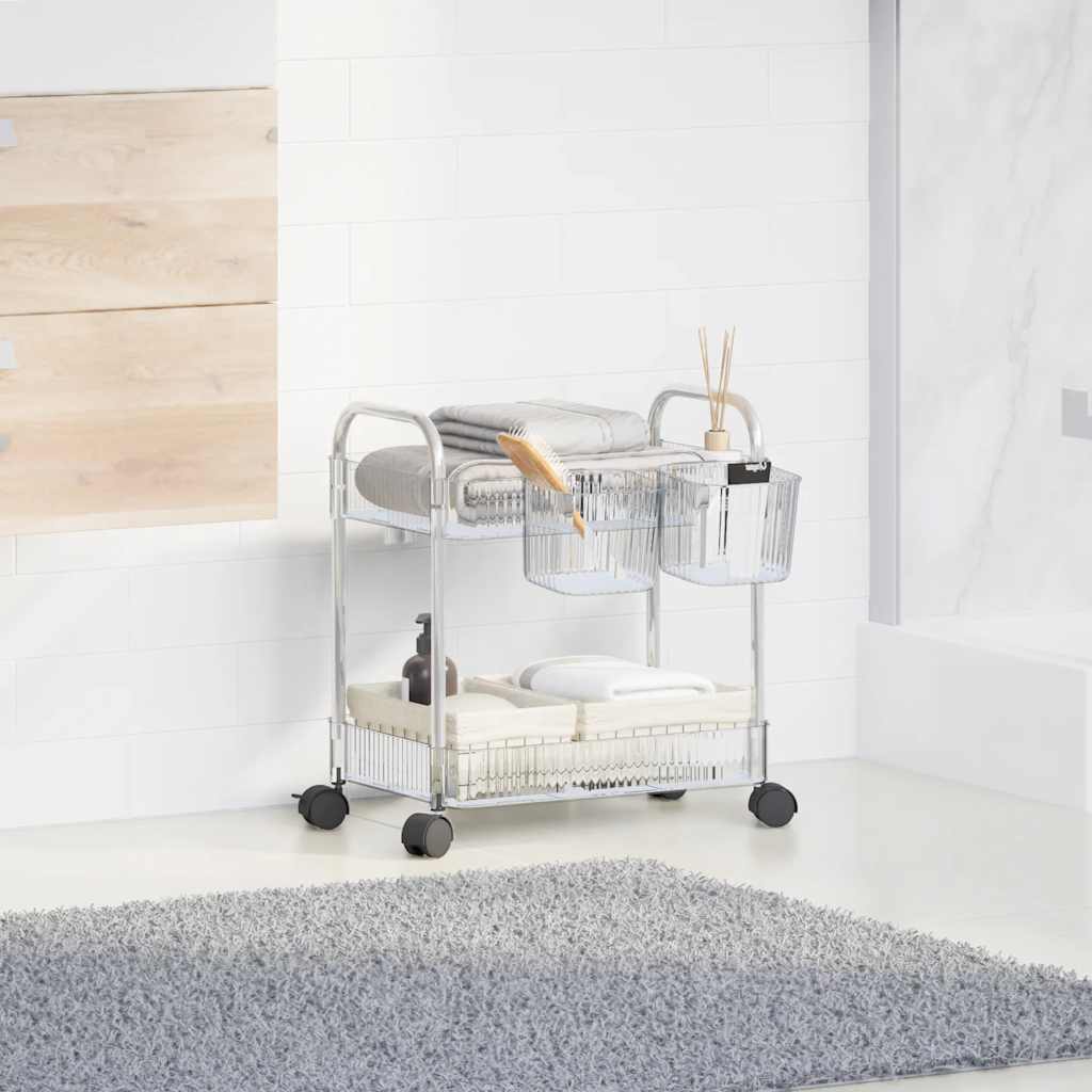 opbevaringsvogn i 2 niveauer transparent 37x28x43,5 cm akryl