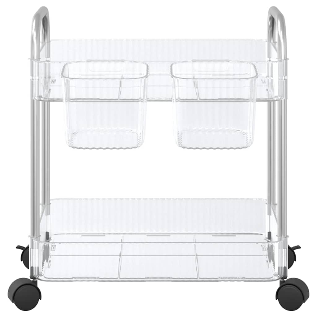 opbevaringsvogn i 2 niveauer transparent 37x28x43,5 cm akryl
