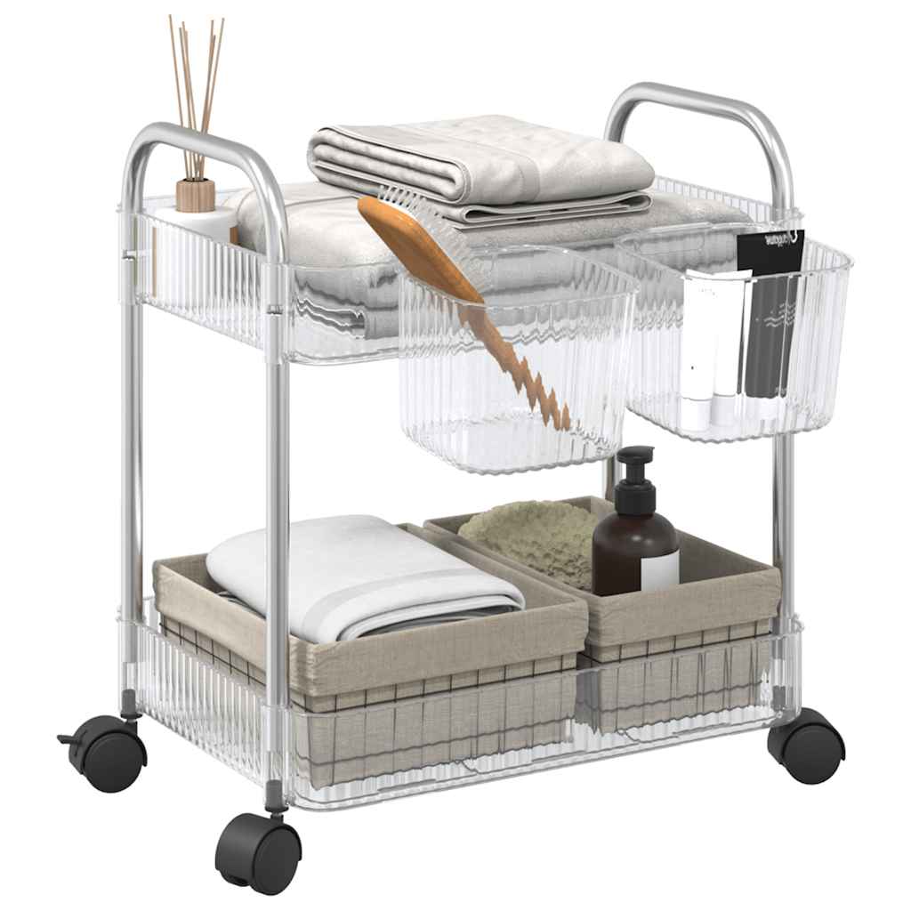 opbevaringsvogn i 2 niveauer transparent 37x28x43,5 cm akryl