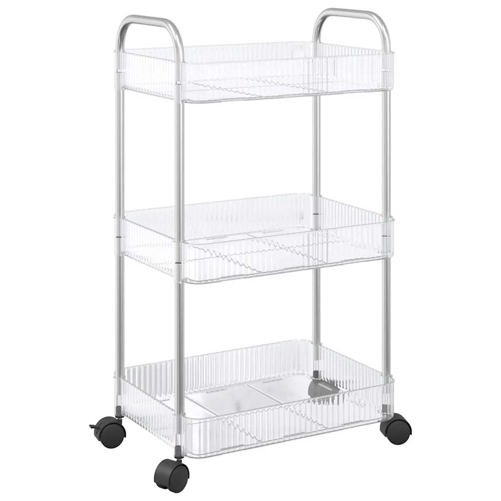 opbevaringsvogn i 3 niveauer transparent 37x28x68 cm akryl