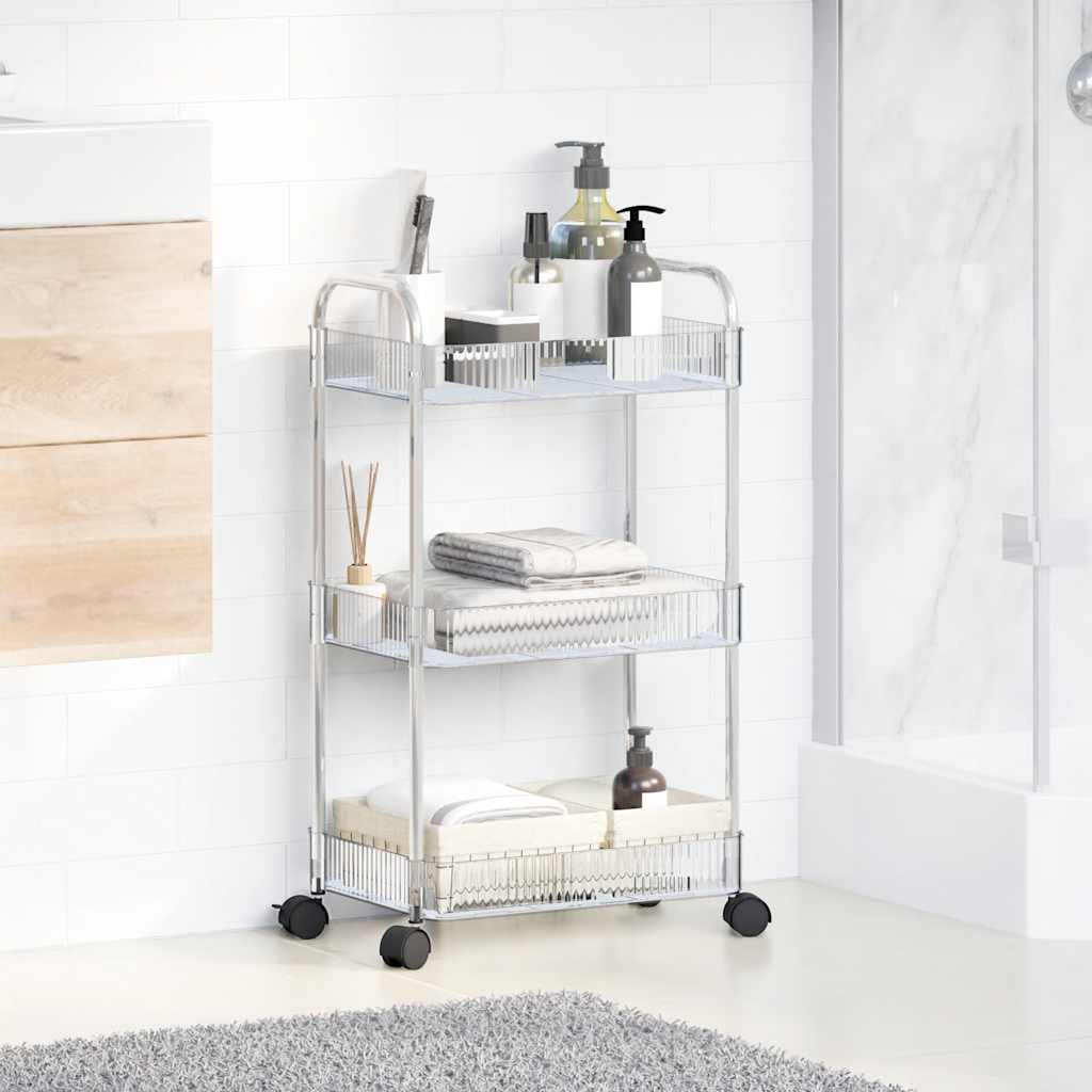 opbevaringsvogn i 3 niveauer transparent 37x28x68 cm akryl
