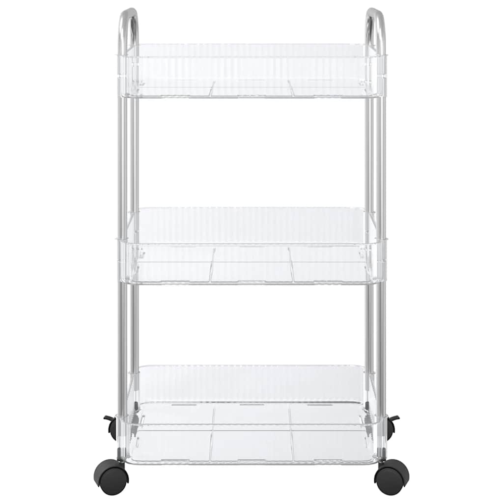 opbevaringsvogn i 3 niveauer transparent 37x28x68 cm akryl