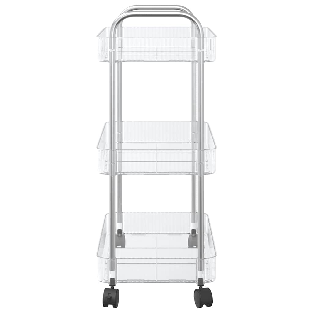 opbevaringsvogn i 3 niveauer transparent 37x28x68 cm akryl
