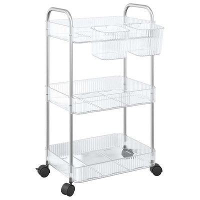 opbevaringsvogn i 3 niveauer transparent 37x28x68 cm akryl
