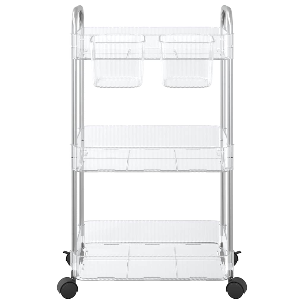 opbevaringsvogn i 3 niveauer transparent 37x28x68 cm akryl