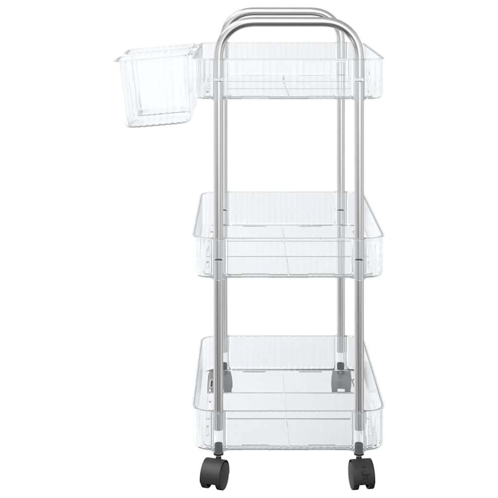 opbevaringsvogn i 3 niveauer transparent 37x28x68 cm akryl
