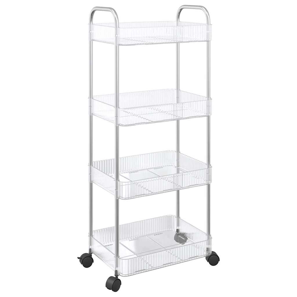 opbevaringsvogn i 4 niveauer transparent 37x28x95 cm akryl