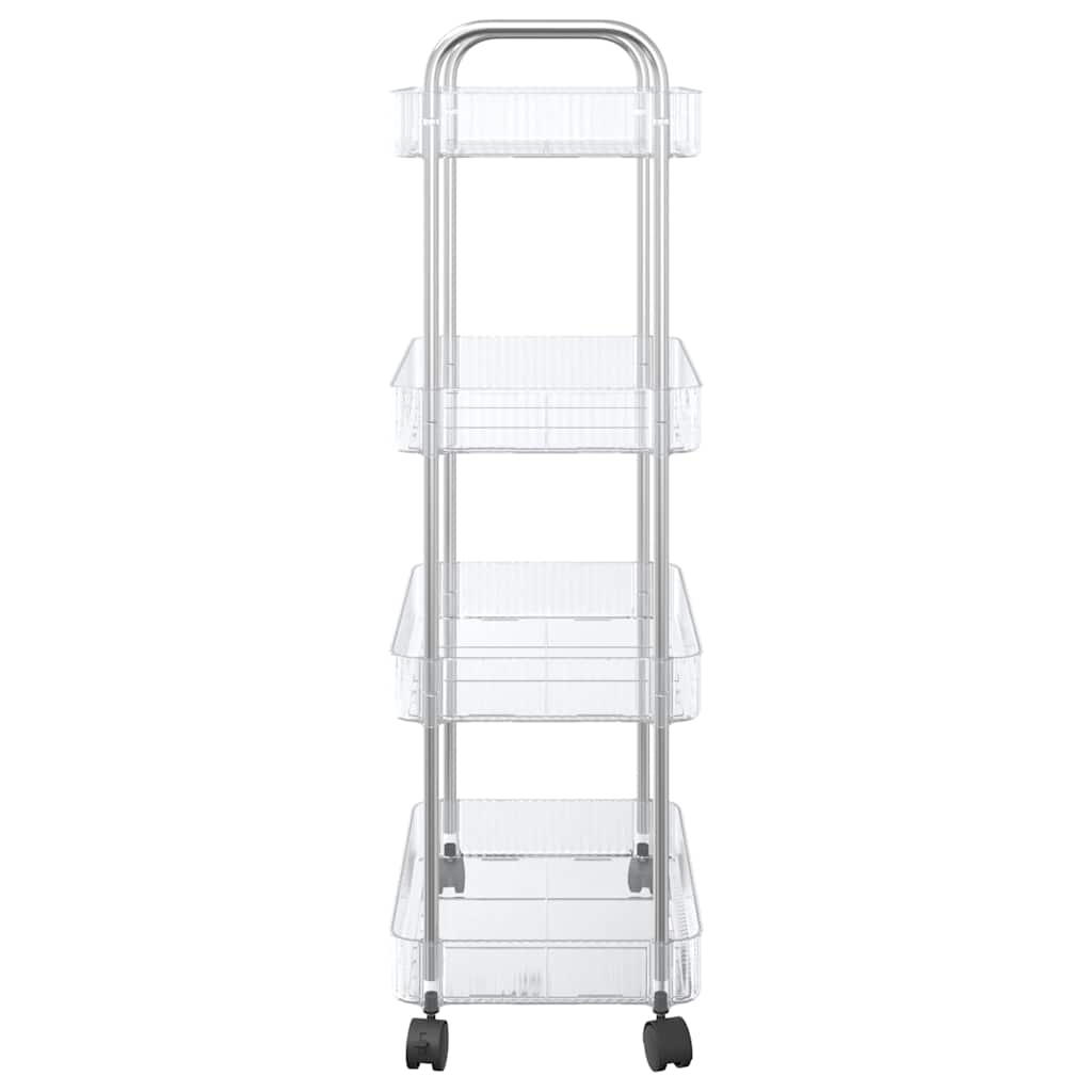 opbevaringsvogn i 4 niveauer transparent 37x28x95 cm akryl