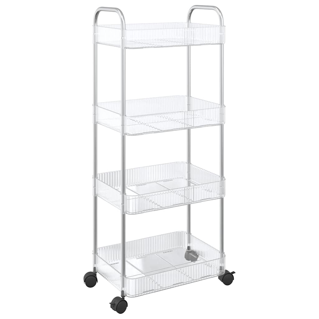 opbevaringsvogn i 4 niveauer transparent 37x28x95 cm akryl