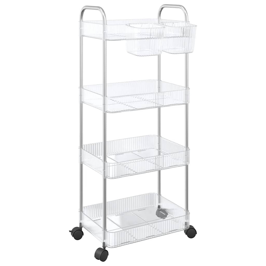 opbevaringsvogn i 4 niveauer transparent 37x28x95 cm akryl
