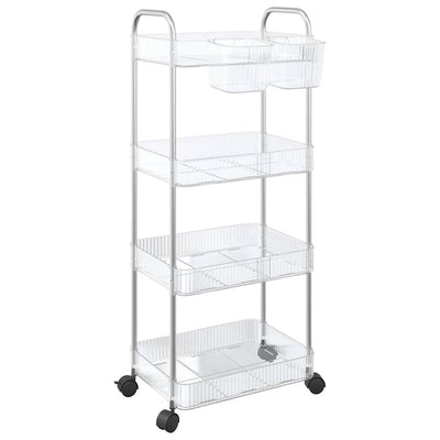 opbevaringsvogn i 4 niveauer transparent 37x28x95 cm akryl