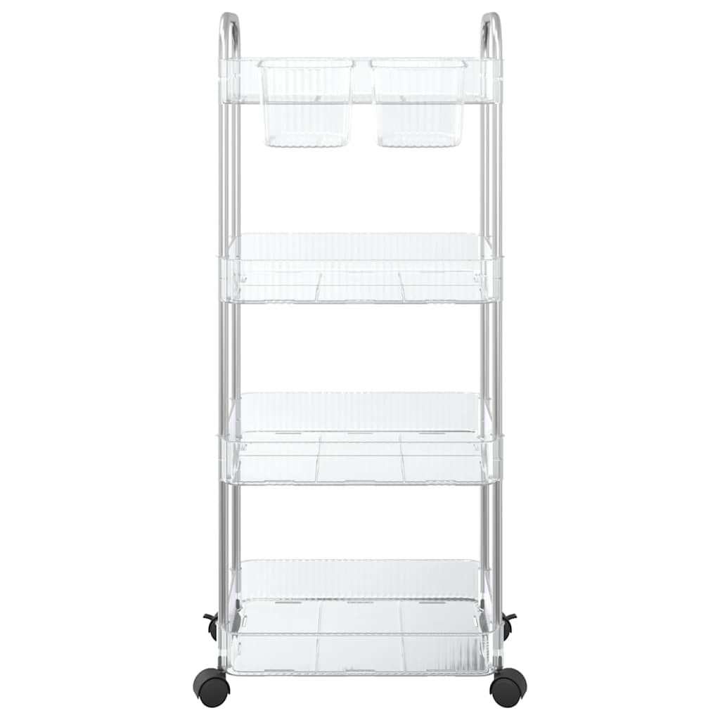 opbevaringsvogn i 4 niveauer transparent 37x28x95 cm akryl