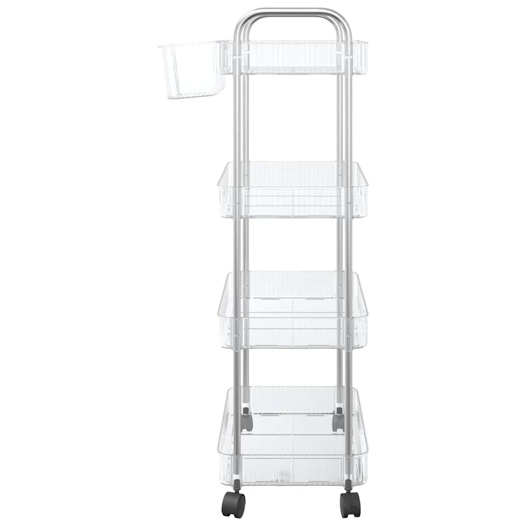 opbevaringsvogn i 4 niveauer transparent 37x28x95 cm akryl