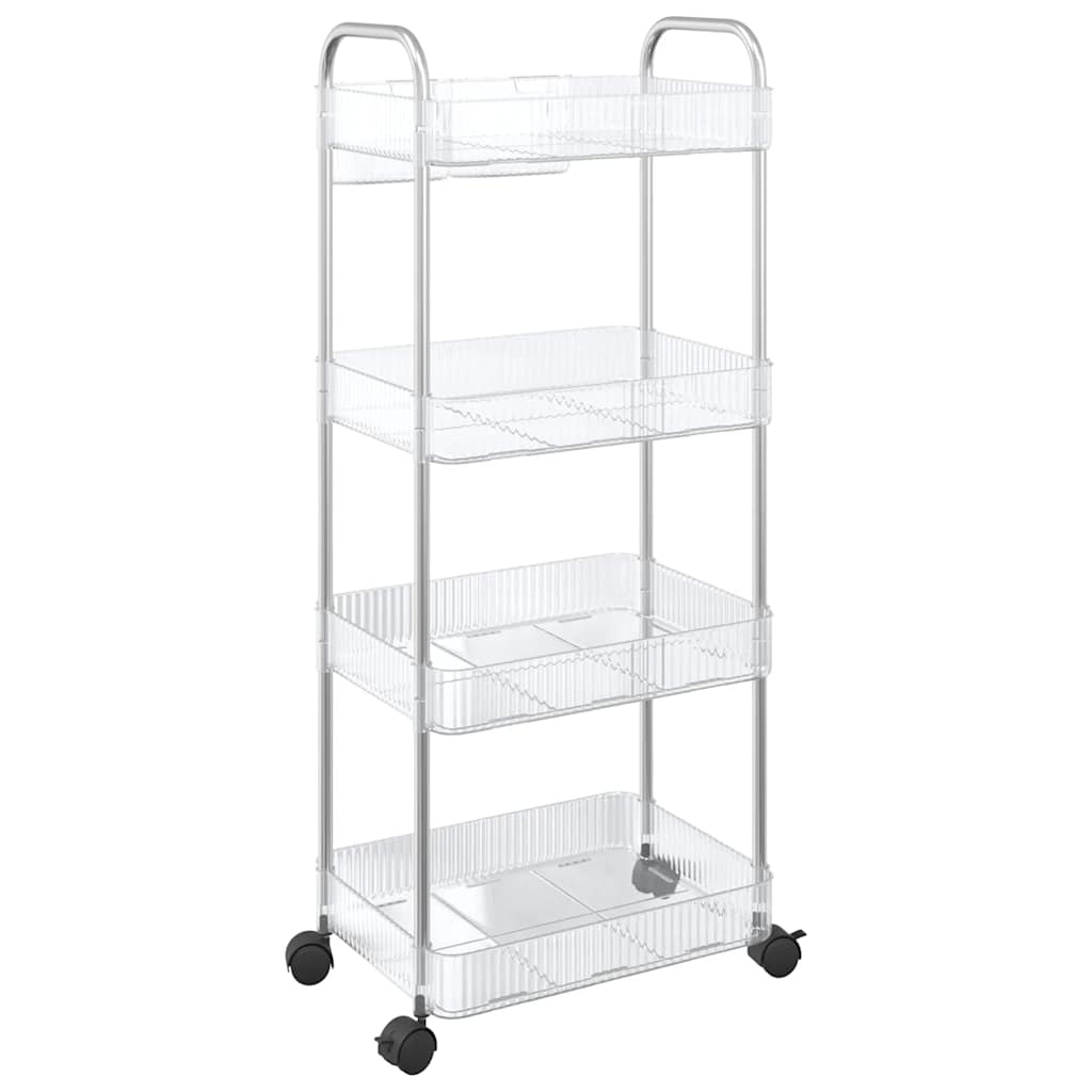 opbevaringsvogn i 4 niveauer transparent 37x28x95 cm akryl