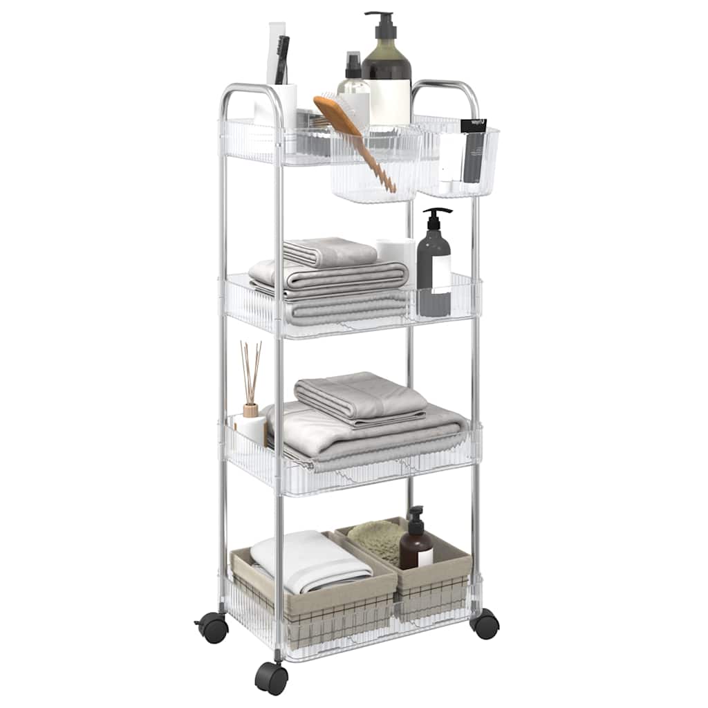 opbevaringsvogn i 4 niveauer transparent 37x28x95 cm akryl