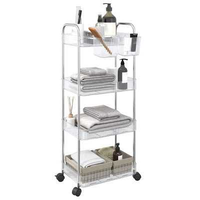 opbevaringsvogn i 4 niveauer transparent 37x28x95 cm akryl