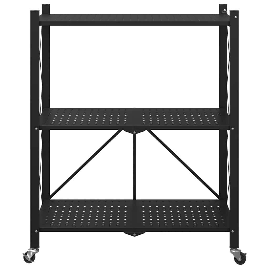 opbevaringshylde på hjul sort 71x34x88 cm stål