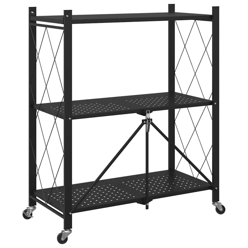 opbevaringshylde på hjul sort 71x34x88 cm stål