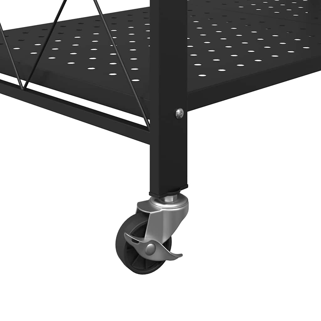 opbevaringshylde på hjul sort 71x34x88 cm stål