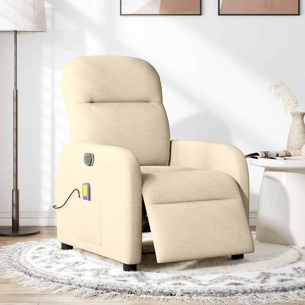 eldrevet massagestol stof cremefarvet