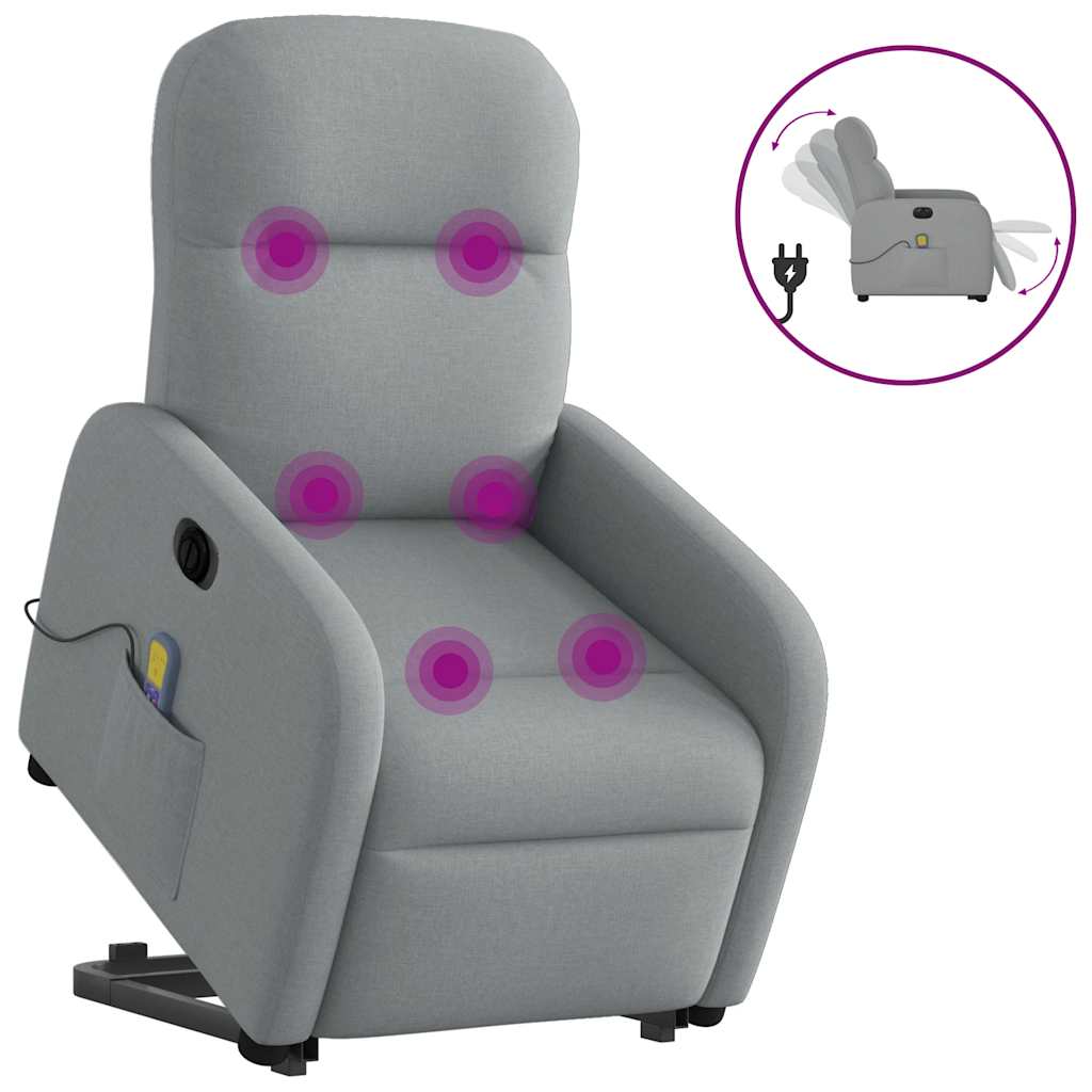 elektrisk massagestol med løftefunktion stof lysegrå