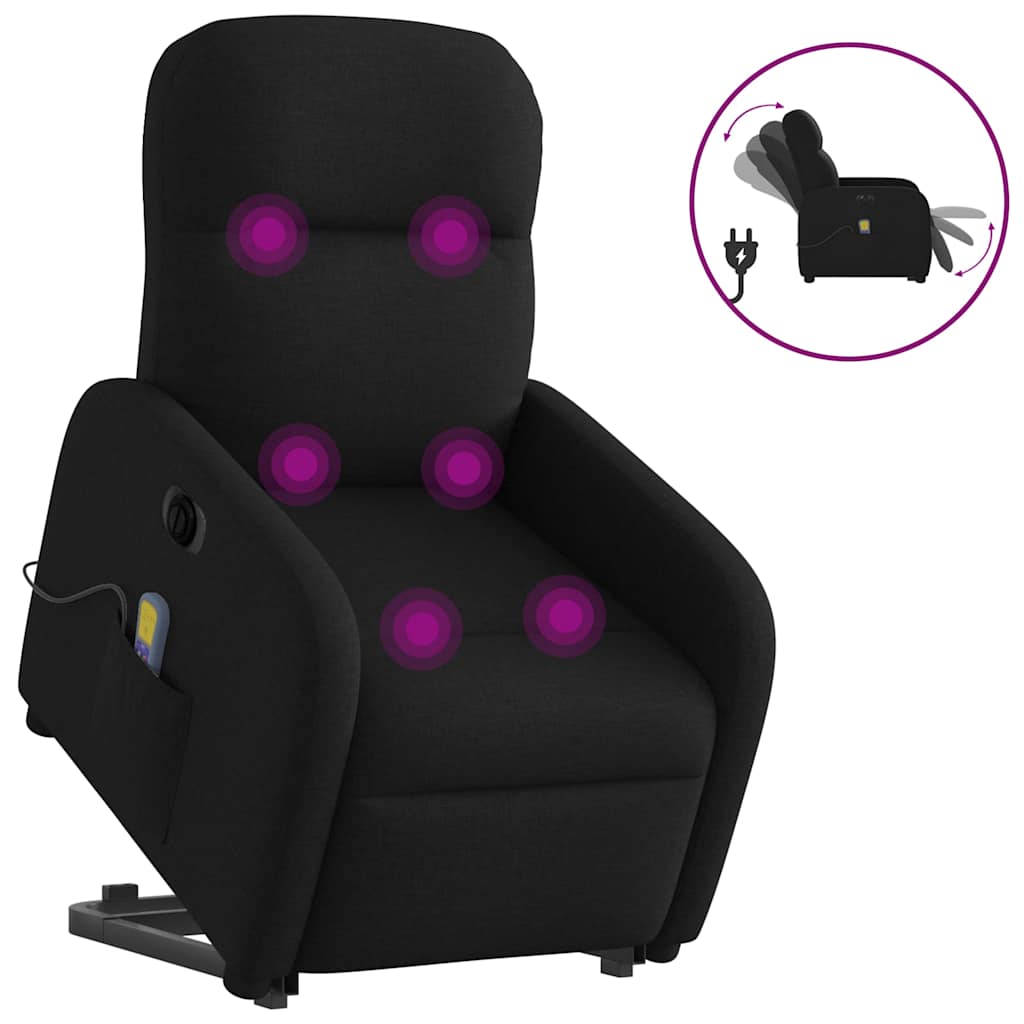 elektrisk massagestol med løftefunktion stof sort
