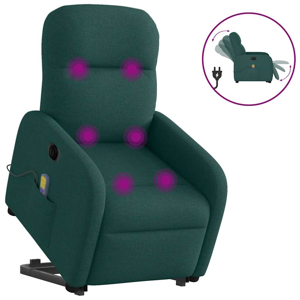 elektrisk massagestol med løftefunktion stof mørkegrøn